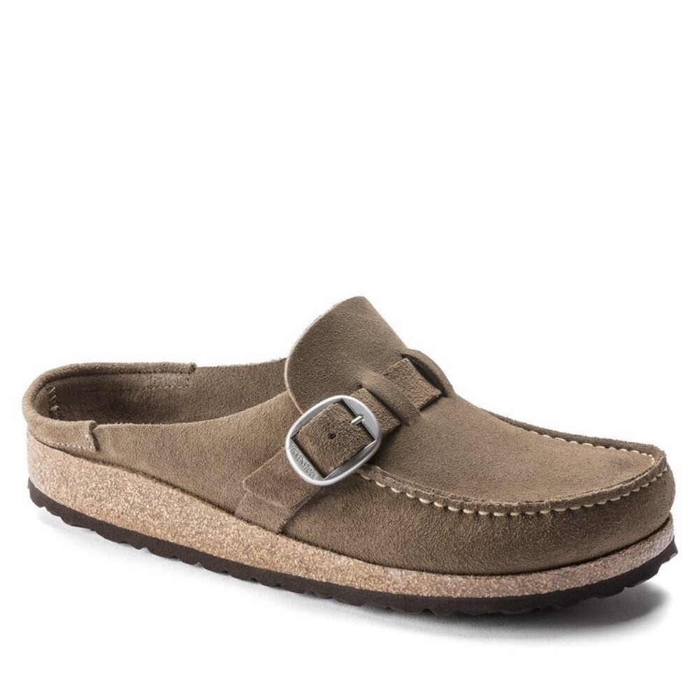 NEW Birkenstock Buckley Suede Leather Clog Mule Grey Taupe Size 37
